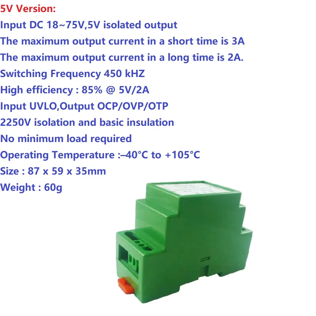 

Понижающий преобразователь постоянного тока для ПЛК RS485 IO Реле LED 15 Вт DC 24 В 36 В 48 В до 12 В 5 В 3,3 В Изолированный модуль питания на DIN-рейку