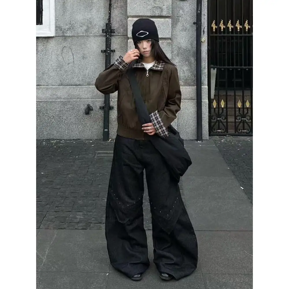 

Retro Collar Jaet Men's Spring Autumn Loose Baseball Sle Cool Haome Outerwear Casual Loose Polyester Ball Game Coat