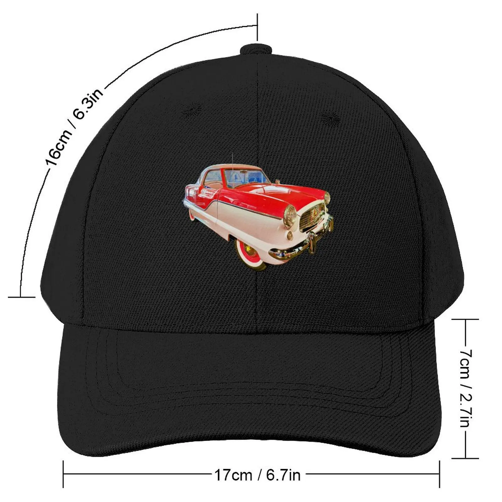 Nash Metropolitan in shiny red - classic vintage car photo Baseball Cap Golf Wear Custom Cap Caps Women Men's