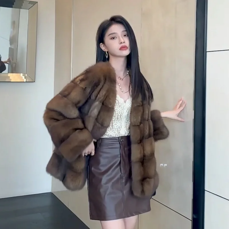 Faux Fur Coats Women Mid Length Coat Y2k Streetwear Jackets Overcoat Open Stitch Thick Warm Outerwear Work Autumn Winter Jacket