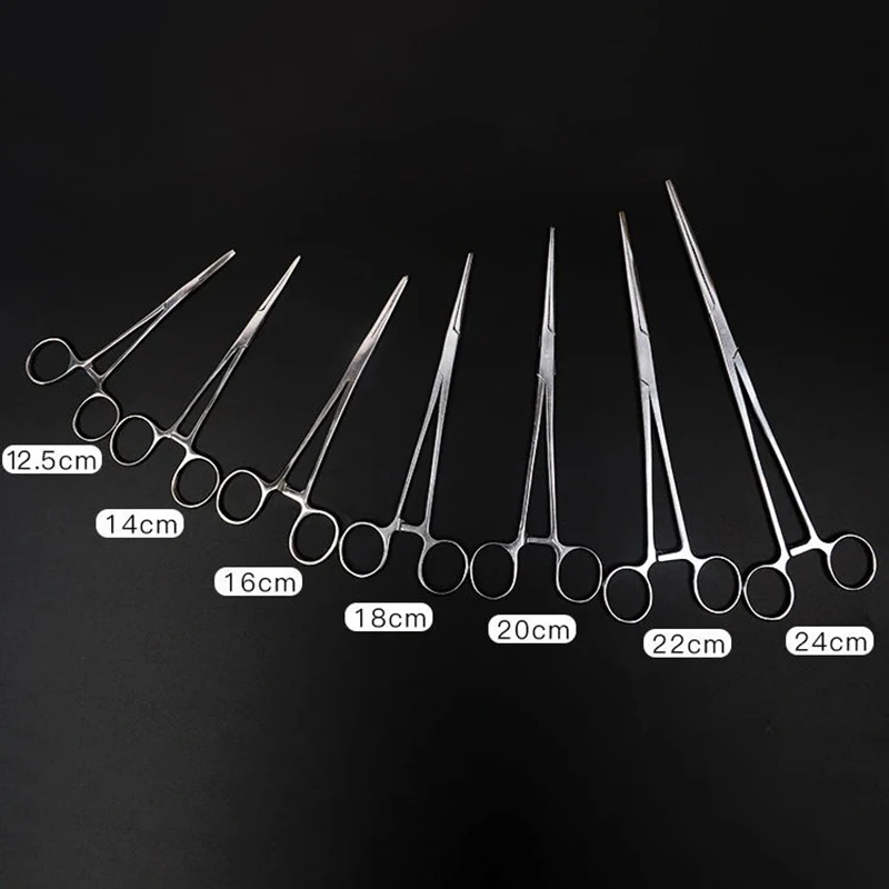 Fishing Forceps Survival Stainless Steel Curved Tip and Straight Tip Forceps Locking Clamps Hemostatic Forceps Arterial