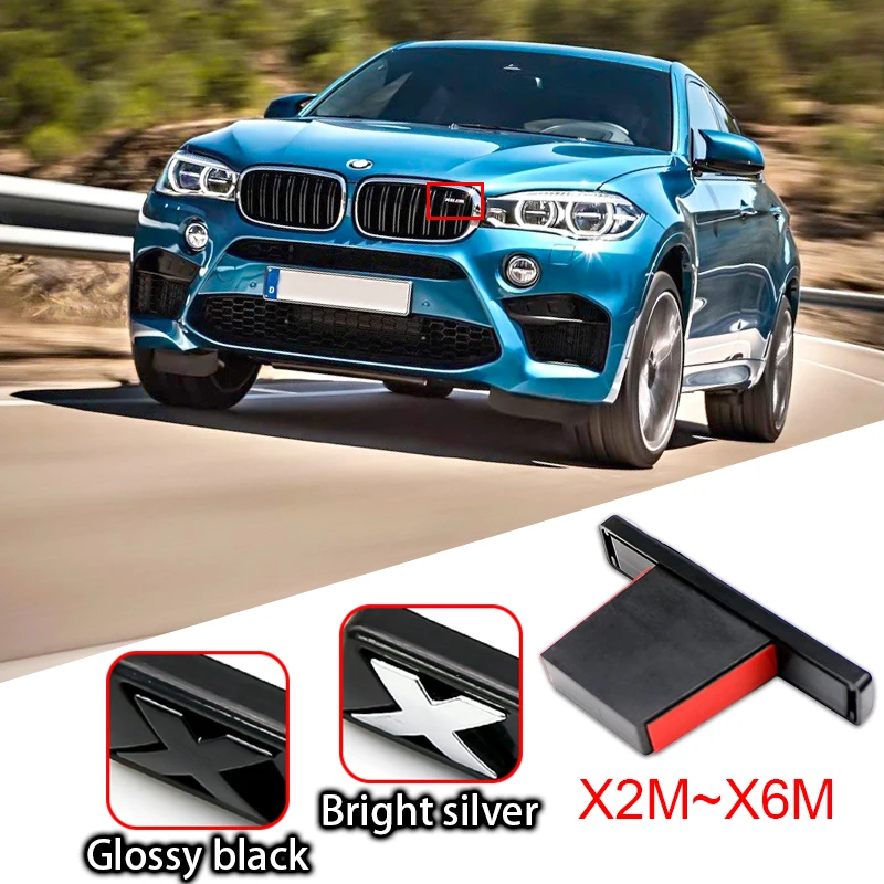 Premium XM Power Front Grille Badge Emblem Logo Self-Adhesive Sticker For X3 X6 X5 X2 X4 G07 E83 G86 Tuning Car Accessories