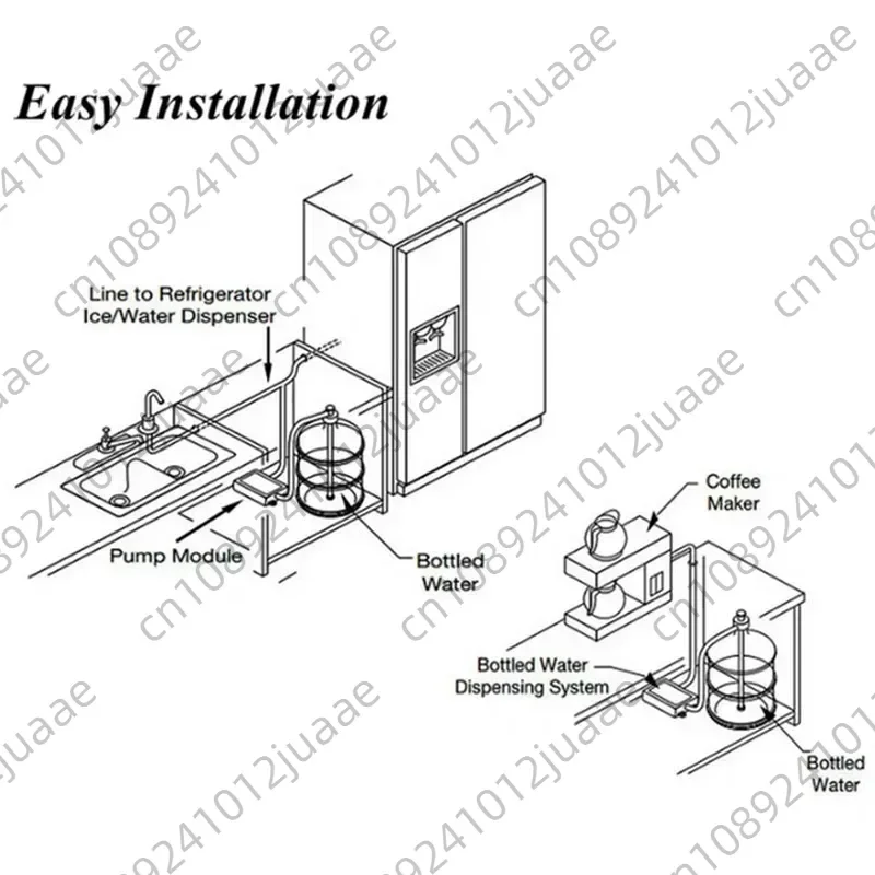 Water Dispenser Pump System Water Dispensing Pump with Single Inlet 20ft Pipe for Refrigerator,ice Maker NEW（No bucket）