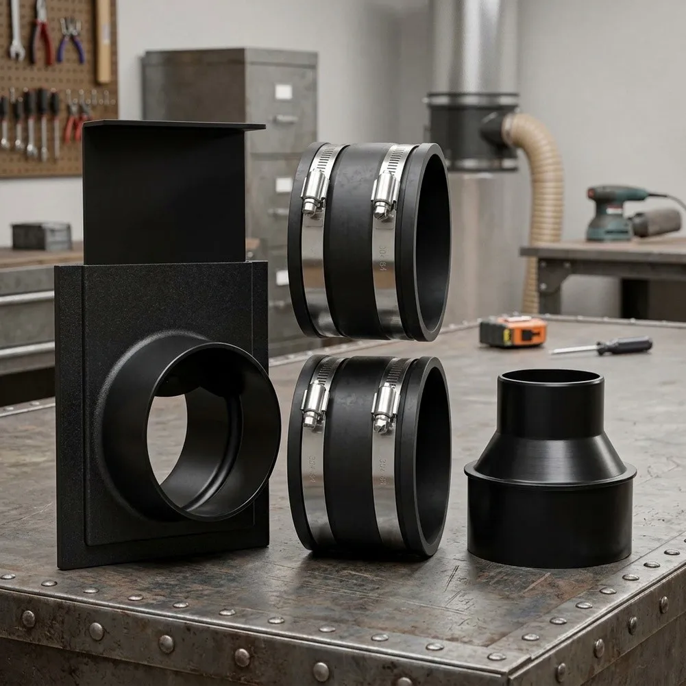 Airflow Regulation Kit with 4-Inch Damper Reducer and High-Elasticity Rubber Couplings for Consistent Dust Extraction