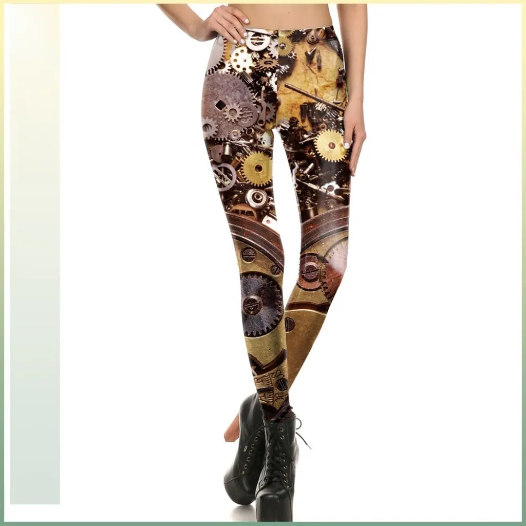 

Fashion Printed Women's Leggings European American Style Mechanical Parts Design KDK1715 New Arrival Bottom Wear