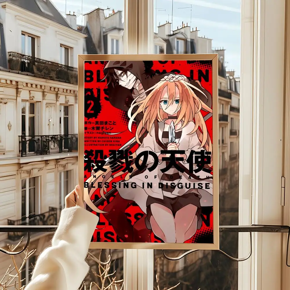 أنيمي A_Angels of D_Death اللوحة الخط الكتان قماش المشارك جدار يطبع لغرفة المعيشة غرفة نوم مكتب ديكور المنزل