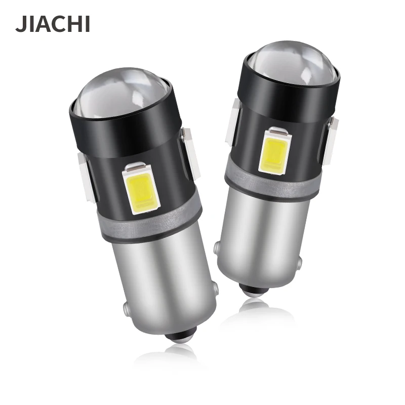 

jiachi 2PCS BA9S Led Bulb T4W Led Canbus Car Interior Lights Marker Dome Reading License Plate Lamp 12V White Lens 5630Chip 6SMD