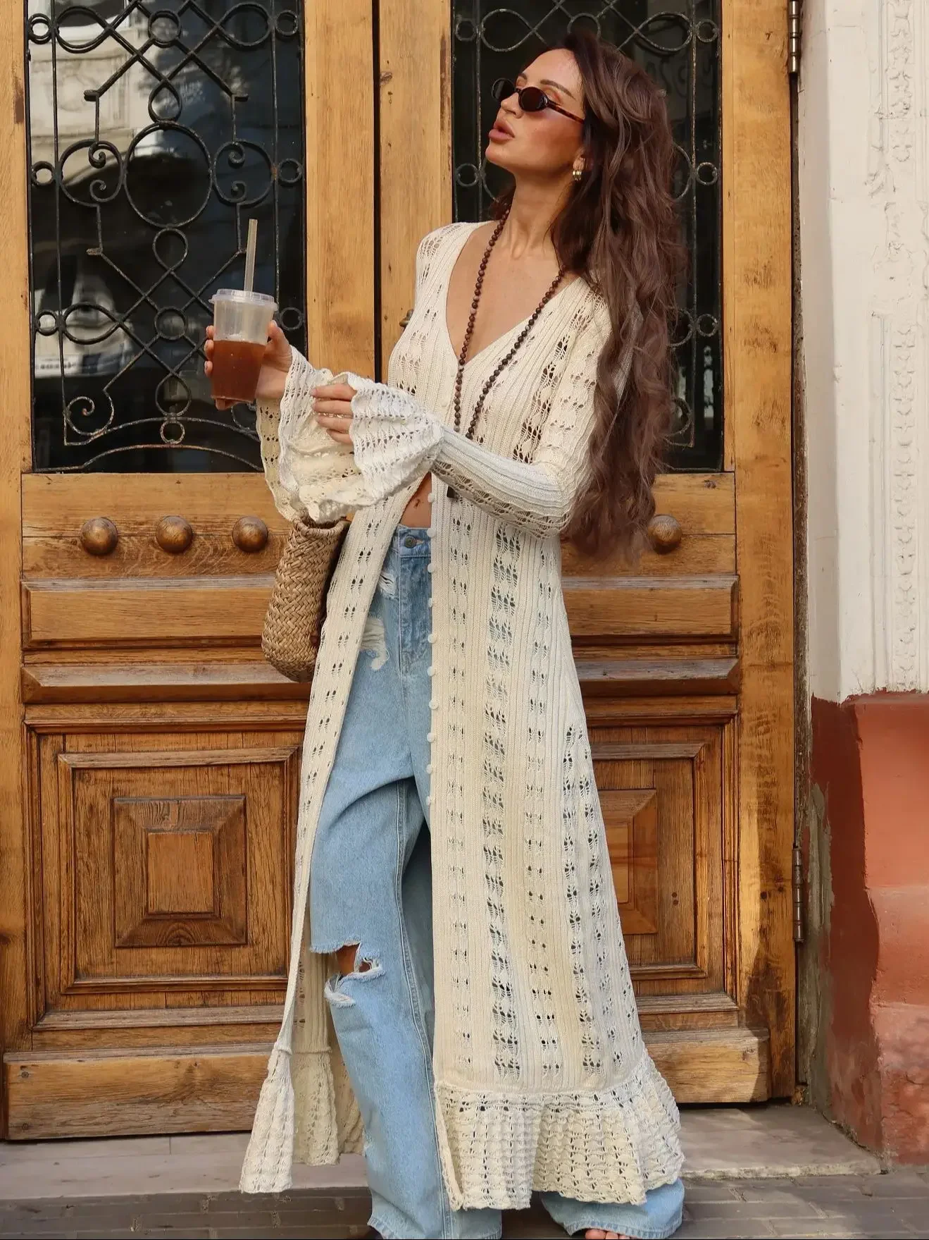 Hohl Breasted Pullover Lange Kleid Frauen Sommer Party Kleider Cover Up Elegante Schlanke Split Maxi Vestidos Urlaub Strand Robe
