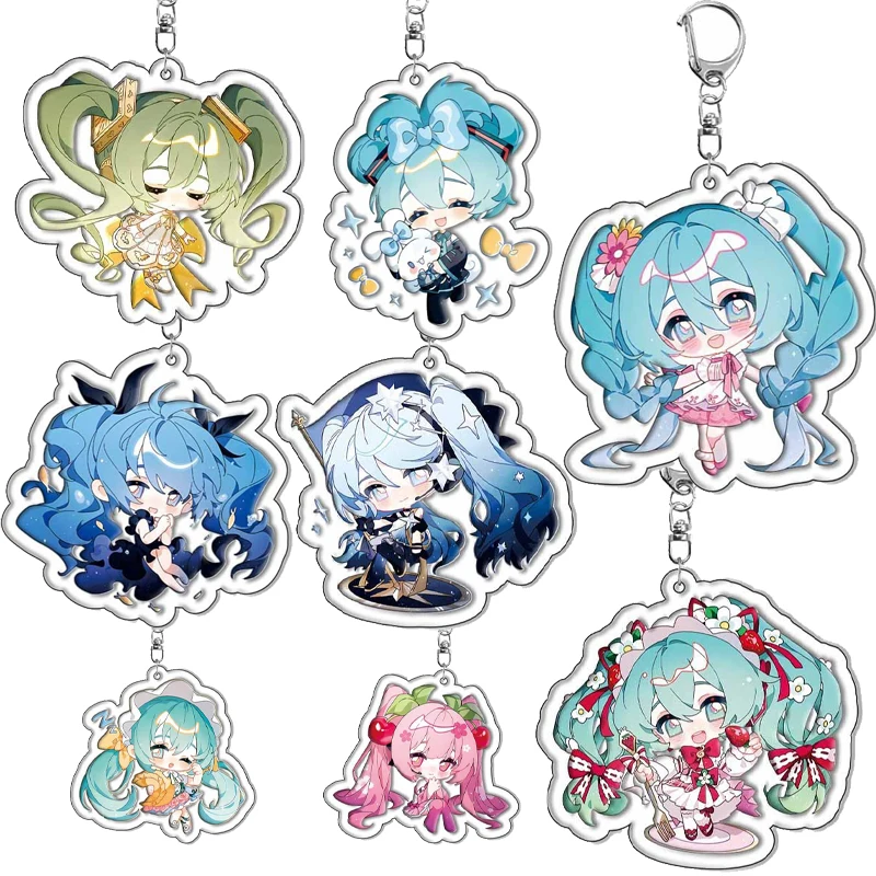 

Милый Хацунэ Мику Q версия Kawaii акриловый брелок украшения мультфильм аниме девчачье сердце рюкзак автомобильные брелоки женские аксессуары