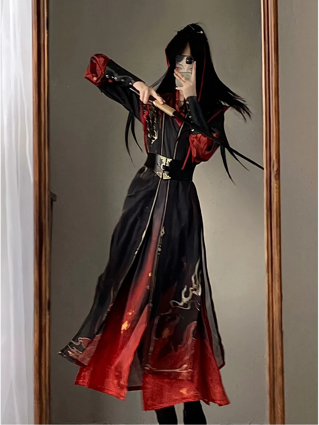 Stylish Youthful Feel Hanfu Men's Women's Modified Long Shirt Cool Martial Arts Ancient Costume Collar for Men And Women