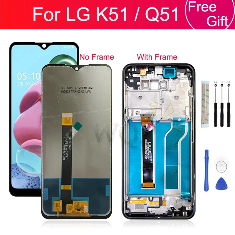 For LG Q51 LCD Display Touch Screen Digitizer Assembly For LG K51 LCD LM-Q510N Display With Frame Replacement parts