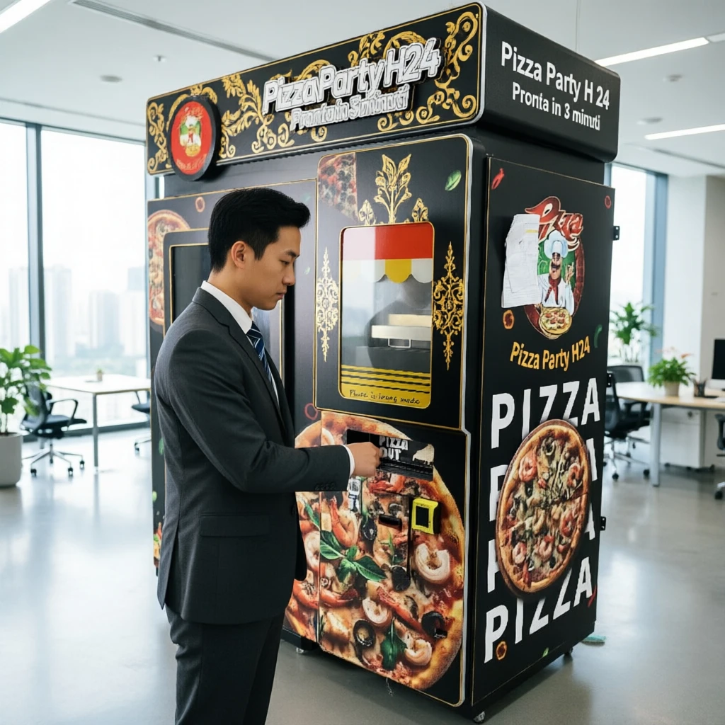 Coin Operated Commercial Pizza Vending Equipment Adjustable Baking Time Cloud Data Statistics 24h Fast Food Vending Unit