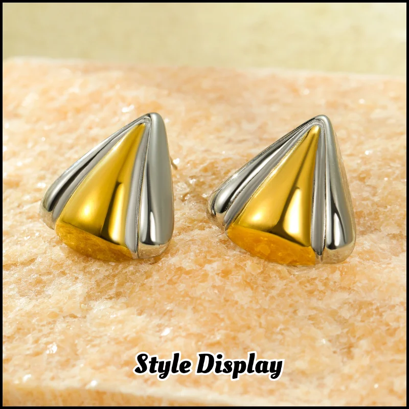 Stainless Steel Triangle Earrings Plated 18k Gold Color Non Tarnish Waterproof Trendy Jewelry Earrings For Women Gift