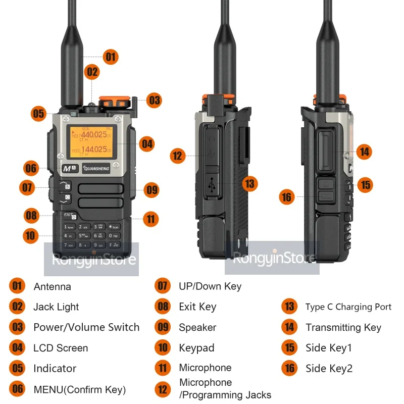 Quansheng UV-K58 5W Walkie Talkie UV-K6 UV-K5(8) Radios bidireccionales USB-C carga directa multibanda AM/FM UHF VHF DTMF actualización de UV-K5
