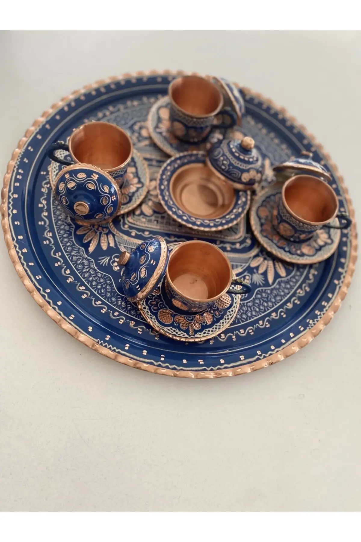 Copper tea and coffee cup set navy blue Cooper Luxury Cups