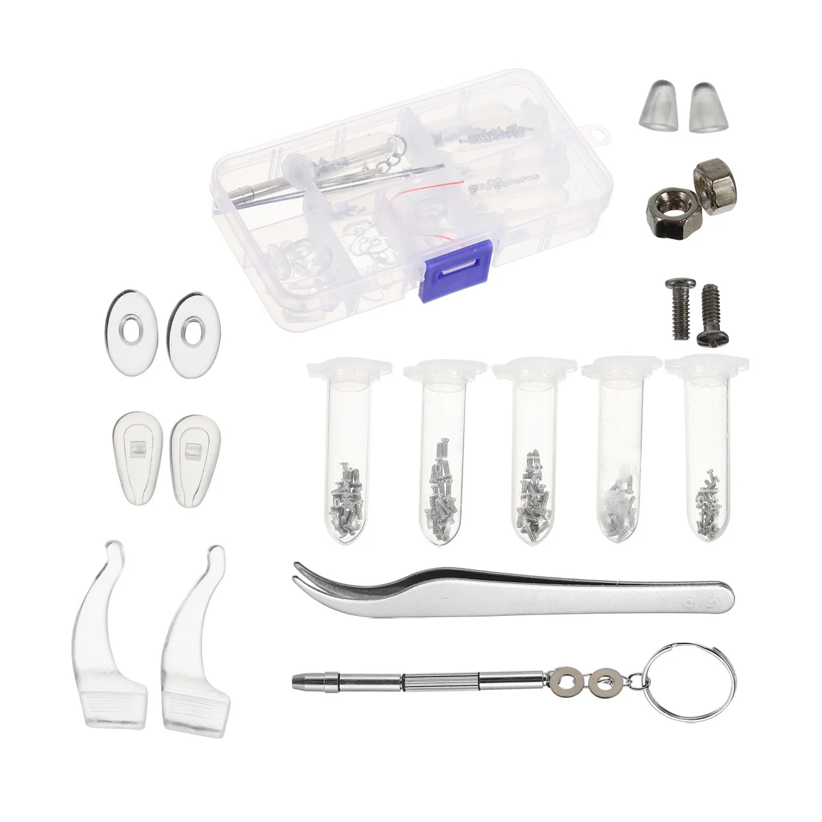 

Eyeglass Repair Kit Nose Pads Screwdriver Tweezers Replacement Parts for Glasses Sunglasses Watches Small Devices Repair Tools