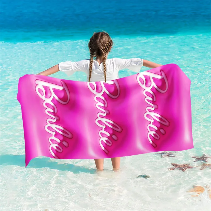 

Barbie Cartoon Beach Towel Bath Towel Swim Travel Spa Microfiber Quick Dry Gym Accessories Cute Room Decor for Children Girls