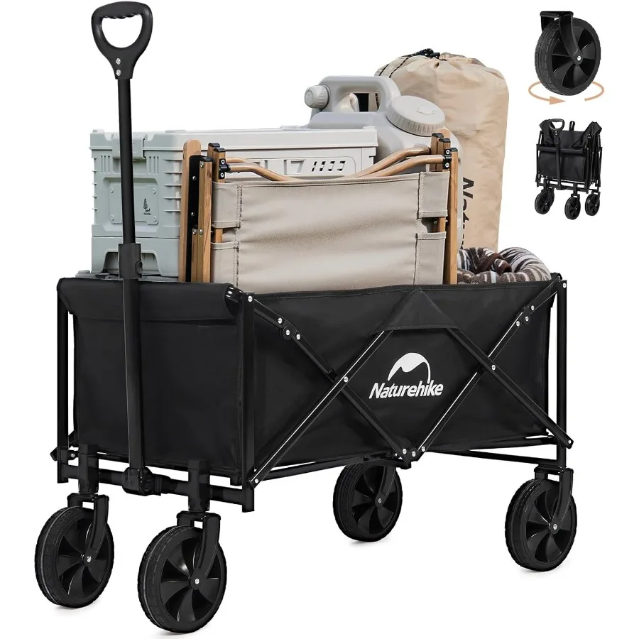 

Beach Wagon with Big Wheels for Sand 300LBS Collapsible Foldable Heavy Duty Garden Cart Large Capacity Utility Wagon for Shoppi