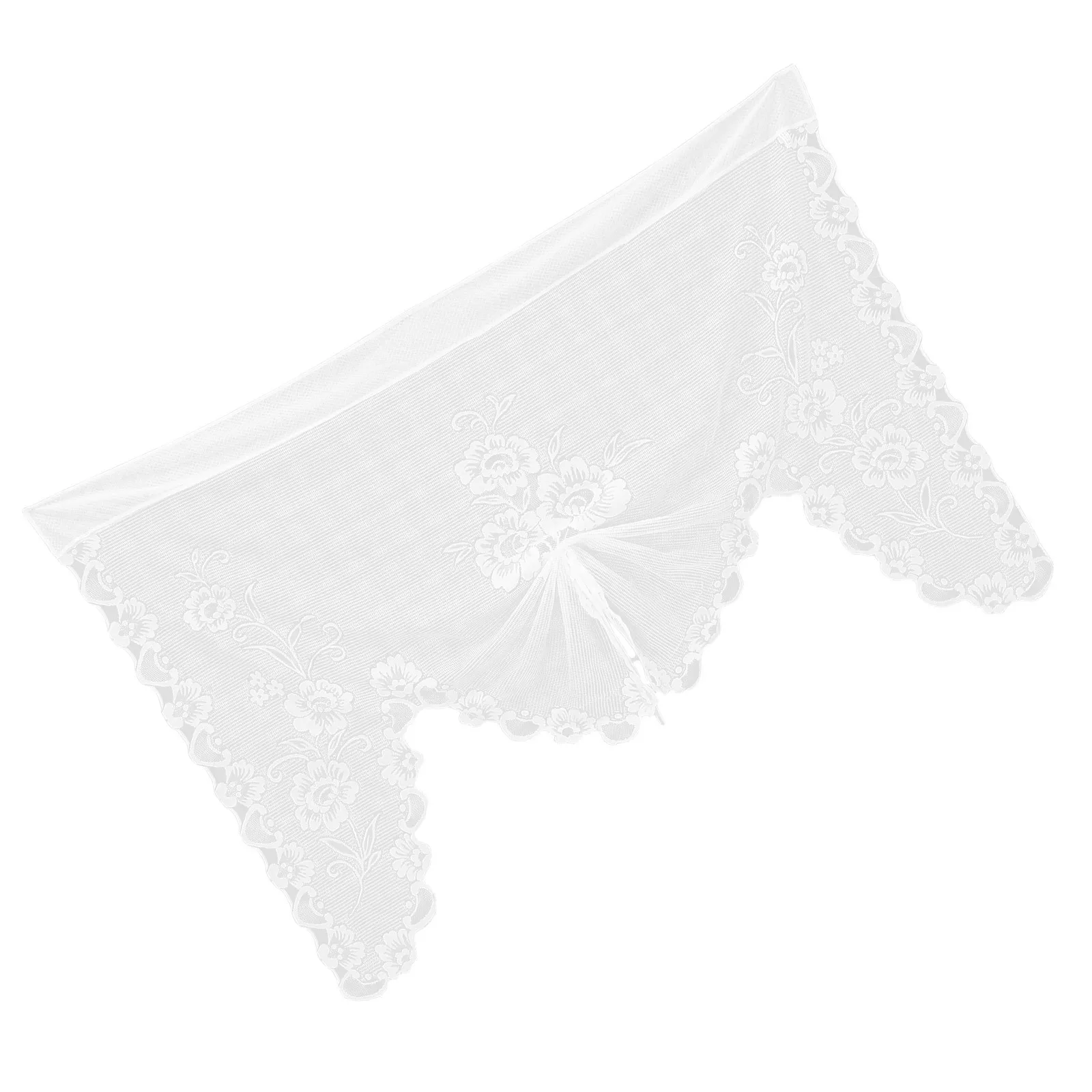 

Vintage Lace Valance Pull Up Curtains White Floral Semi-Sheer Swag Drapes for Kitchen Bathroom Bedroom Window Treatments Easy