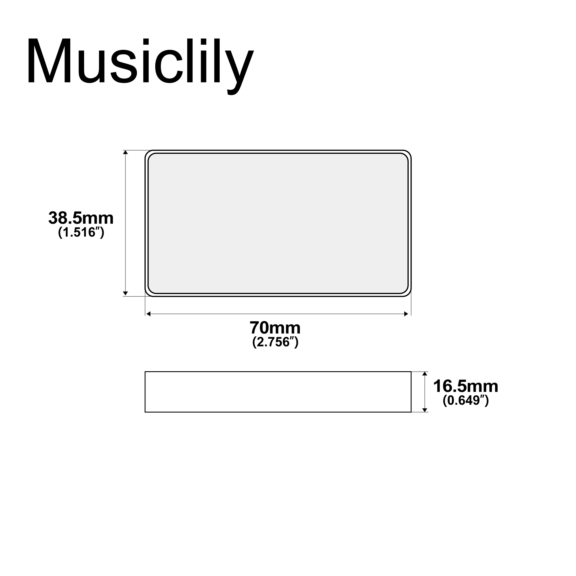 Musiclily Pro No-Hole Sealed Nickel Silver Alloy Humbucker Pickup Cover for Electric Guitar