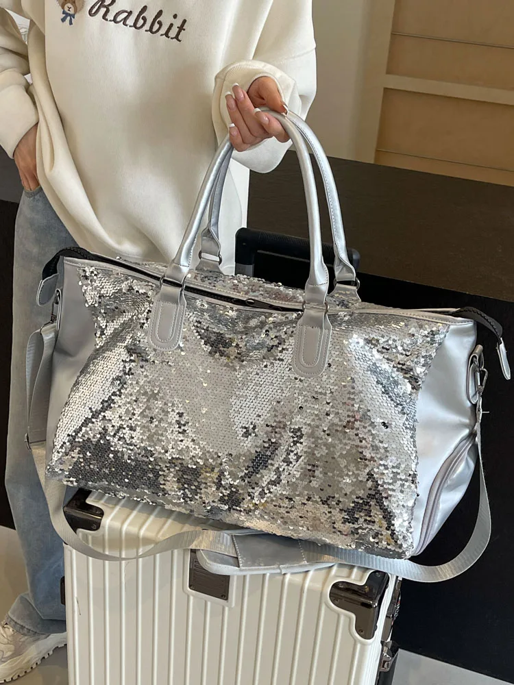 

Summer and Autumn Large Capacity Travel Bag with Dry Wet Separation Sequins for Short Distance Travel Hand-Held Shoulder Bag