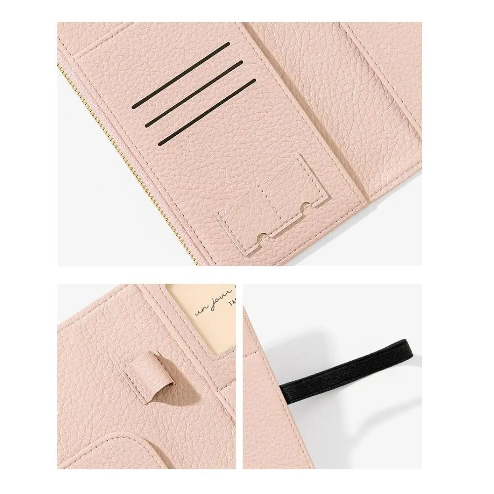 New Portable PU Passport Bag Waterproof Multi-card RFID Passport Cover with Zipper Multi-functional Passport Protective Cover