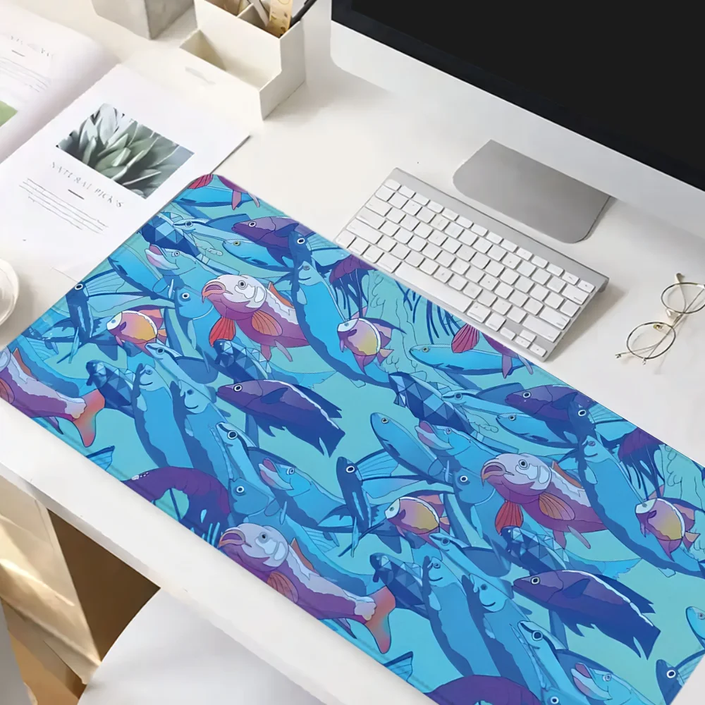 Tapis de souris mignon poisson tapis de bureau tapis de souris artisanal bleu décoration de bureau tapis de souris XXL accessoires de bureau accessoires d'ordinateur