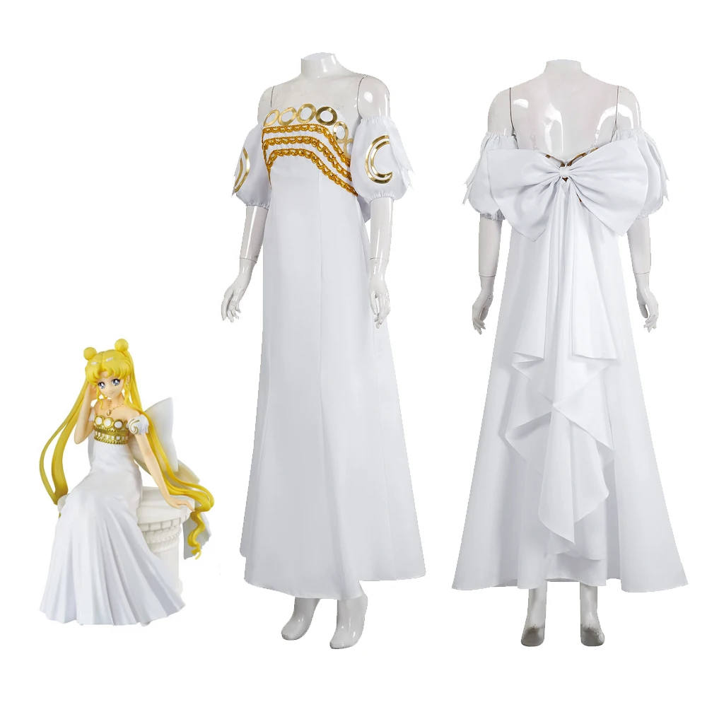 

Костюм для косплея Аниме Принцесса Серенити Цукино Усаги, длинное женское платье с бантом, для Хэллоуина, вечеринок, ролевых игр, маскировки, выступлений