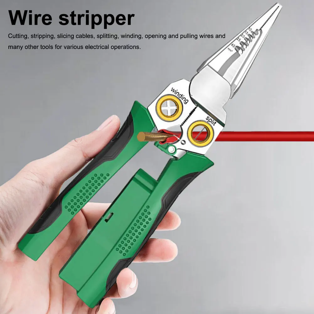 8-in-1 Multi-Functional Electric Cable Stripper Cutter with Electrical Measurement Cable Scissors for Cutting and Pulling Wires