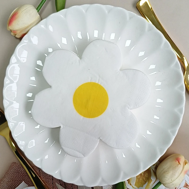 20/100PCS Daisy Thema Papier Servietten Farbe Blume Einweg Taschentücher Kinder Geburtstag Baby Dusche Hochzeit Party Dekoration – Detail 2
