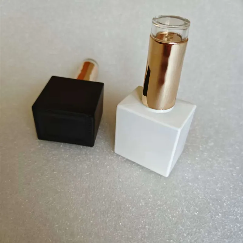 Wholesale 18ml Empty Nail Gel Container Bottles Nail Polish Bottles Square Pearl White/Black Glass Nail Oil Bottles