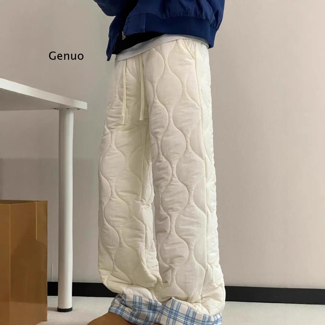 กางเกงขายาวลำลองผ้าฝ้ายสำหรับผู้หญิงไซส์เล็ก รุ่นใหม่ บุขนหนานุ่ม อุ่นสบาย เหมาะสำหรับใส่เป็นเสื้อคลุมด้านนอกในฤดูหนาว