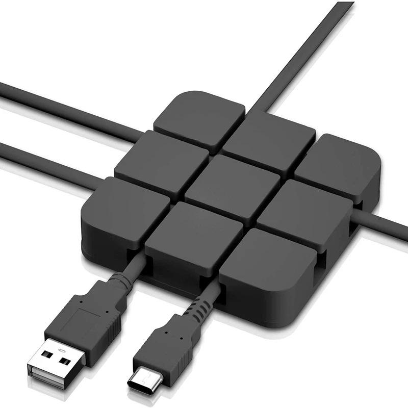 Jiugongge-Black Fixed Line Clamp, Data Line Winding, Linha USB Fixação, Cable Management, Cable Management