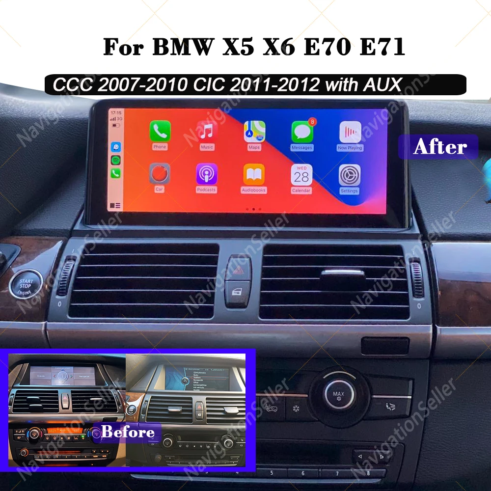 

10.25 Touch Screen For BMW X5 E70 CCC CIC 2007-2013 Wireless CarPlay Android Auto Multimedia Display Radio GPS System Head Unit