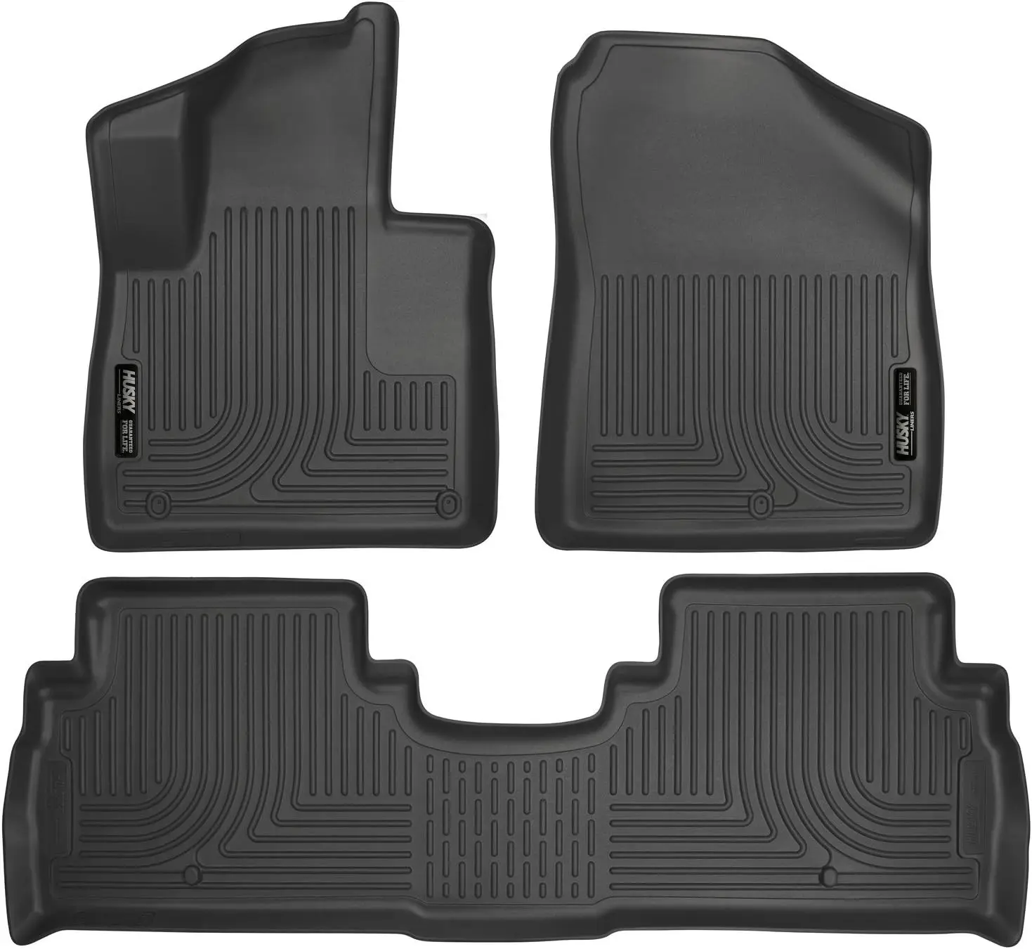 Floor Mats for 2016 - 2020 Kia Sorento w/Out 3rd Row Seating, Rubber, Black, Front & 2nd Row, Weather - Resistant