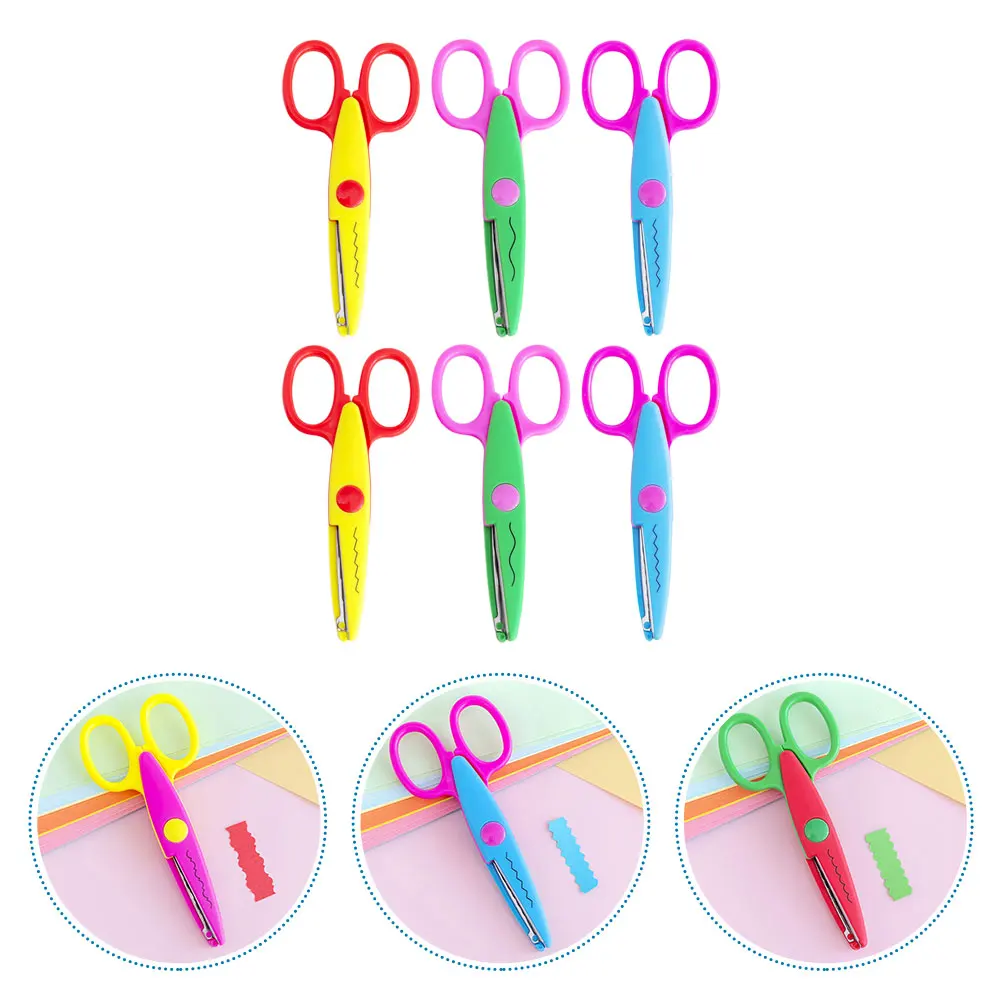 6 قطعة مقص قسط Abs الفولاذ المقاوم للصدأ الدانتيل قطع الحرفية Diy بها بنفسك مقص حافة مستديرة الغطاء الواقي #3