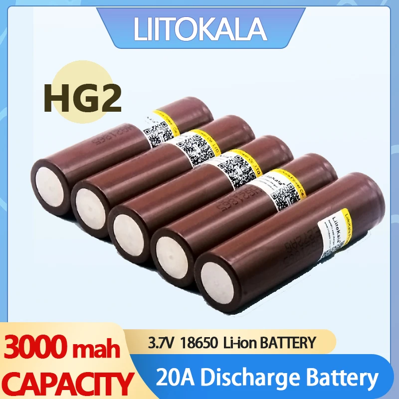 Новый аккумулятор LiitoKala HG2 18650 3000 мАч, перезаряжаемые батареи с высокой мощностью разряда, большой ток 30 А