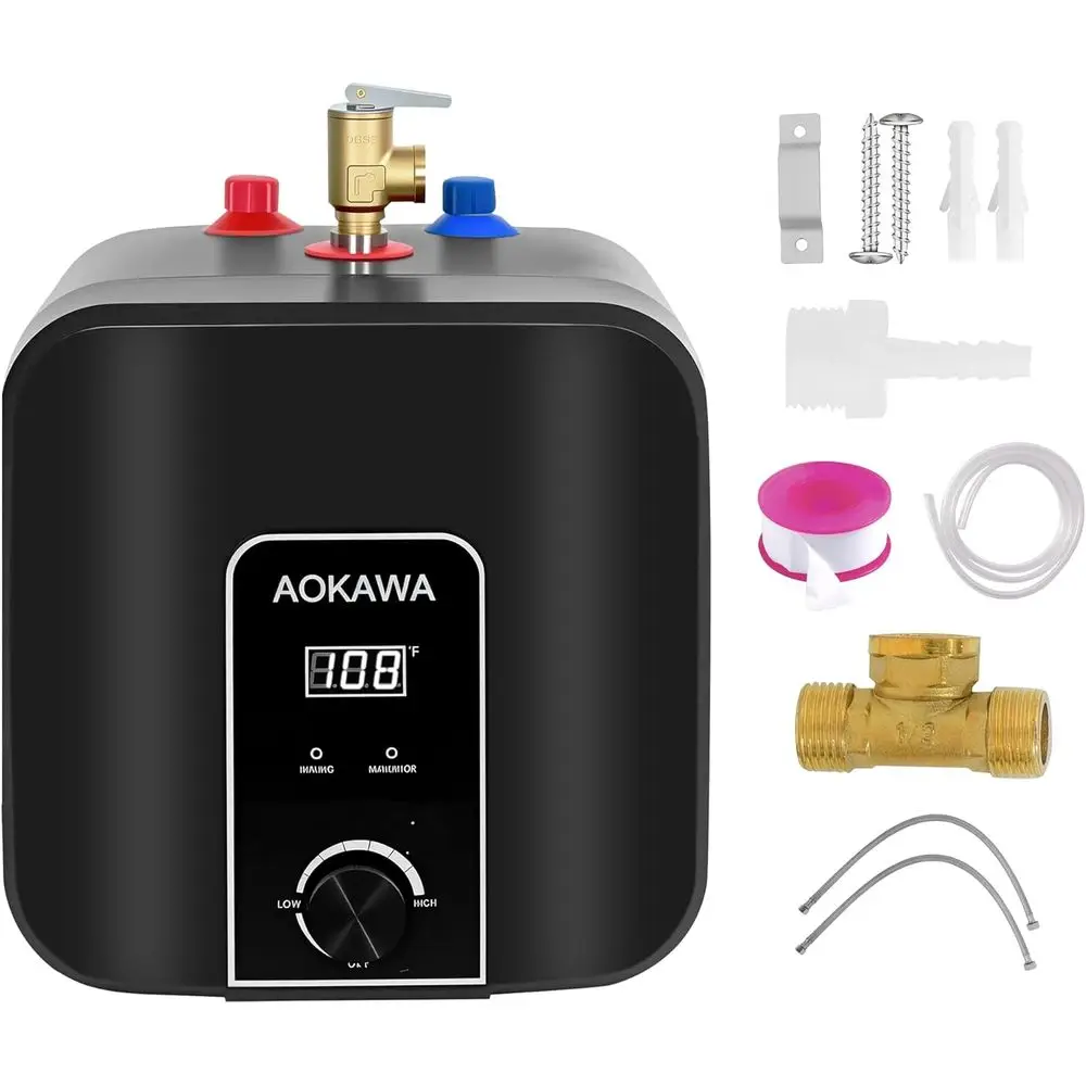 

Накопительный водонагреватель на 2,5 галлона для установки под раковину, в автодоме и ванной комнате с предохранительным клапаном