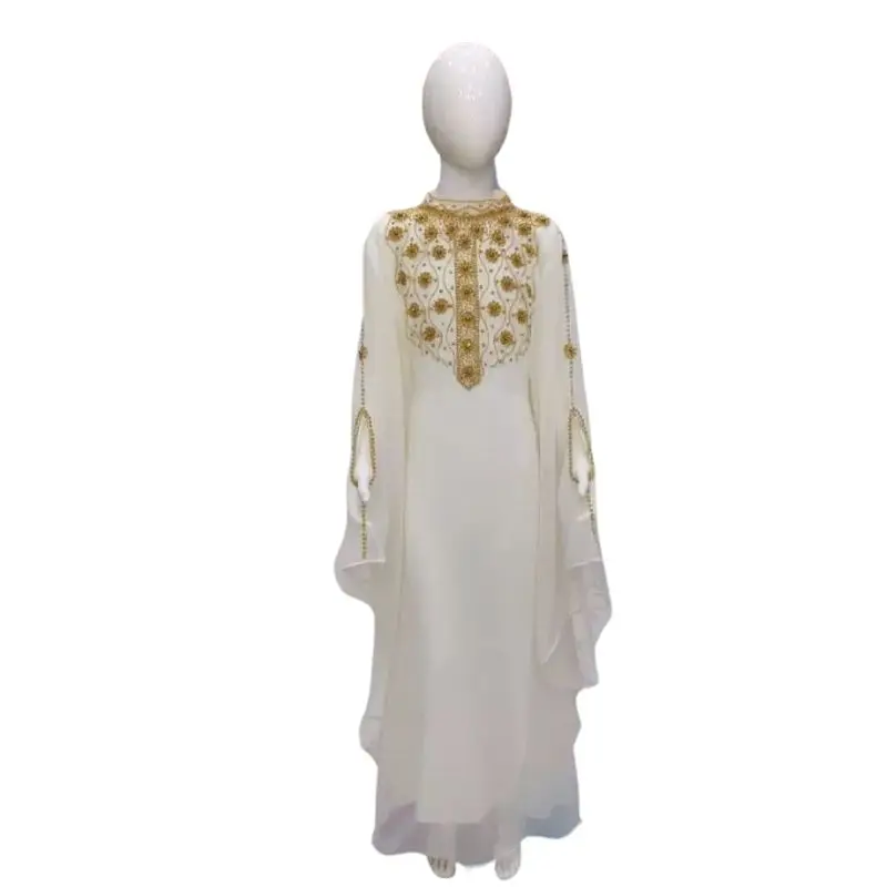 Caftan Dress for Girls Traditional Ethnic Handmade Bead Sequin Decoration Groups Kids Dubai Kids Abaya Moroccan Georgette Dress