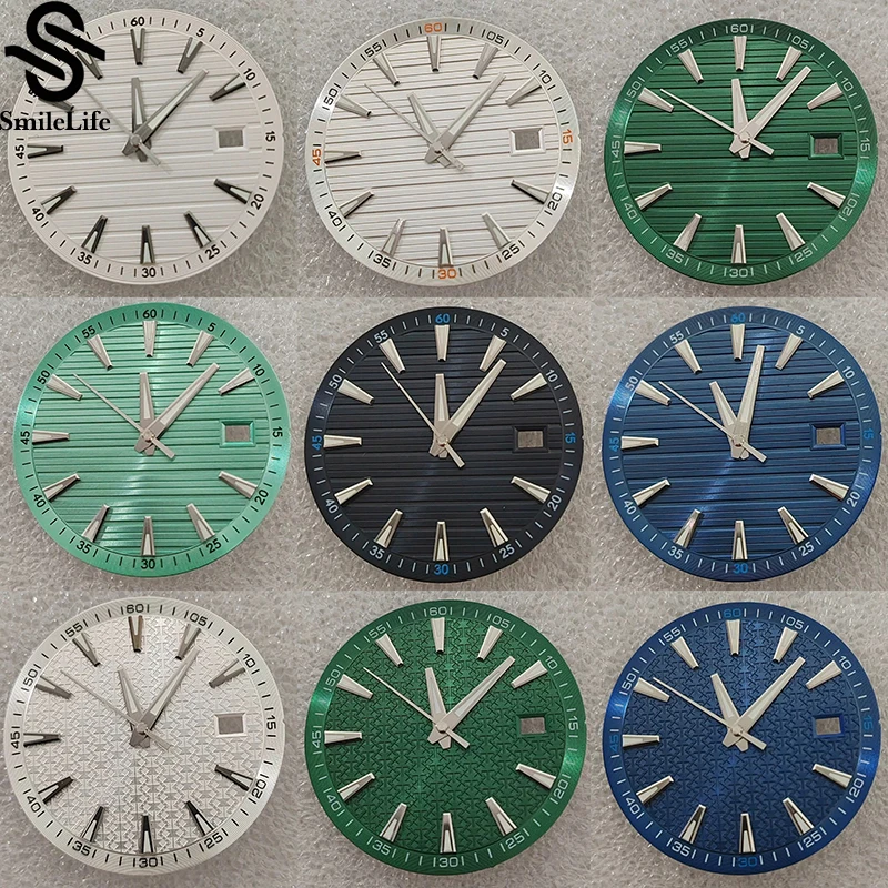 

SmileLif NH35 33,5 мм циферблат для часов со стрелками зеленые светящиеся запасные части для часов подходят для NH35/NH36/4R/7S аксессуары для часов с механизмом