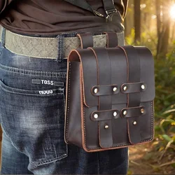 Cintura de couro genuíno para homens, Fanny Packs vintage, bolsa para quadril de viagem ao ar livre, grande capacidade, bolsa para cinto, coldre para telefone