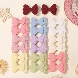 BABY BOWS 2Pcs/lot 2.2inch Sweet Bowknot Hair Clips Set Girls Double Ponytail Barrette Solid Color Hairgripes Children Headwear