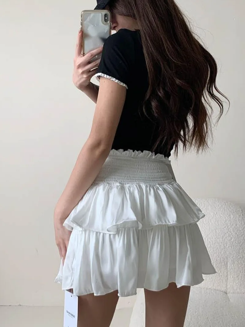 

Cake Skirt White Fluffy High Waisted Girlish Style Short Half Skirt Black Ballet Skirt Fashion Sweet Korean Women 2024 New 55OK