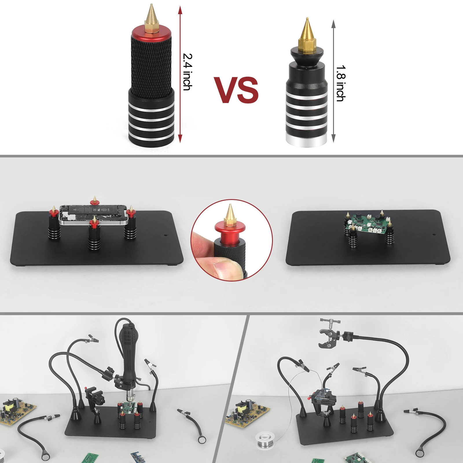 NEWACALOX-brazo Flexible magnético para soldar, soporte de PCB de tercera mano con pistola de aire caliente giratoria de 360 °, banco de trabajo de