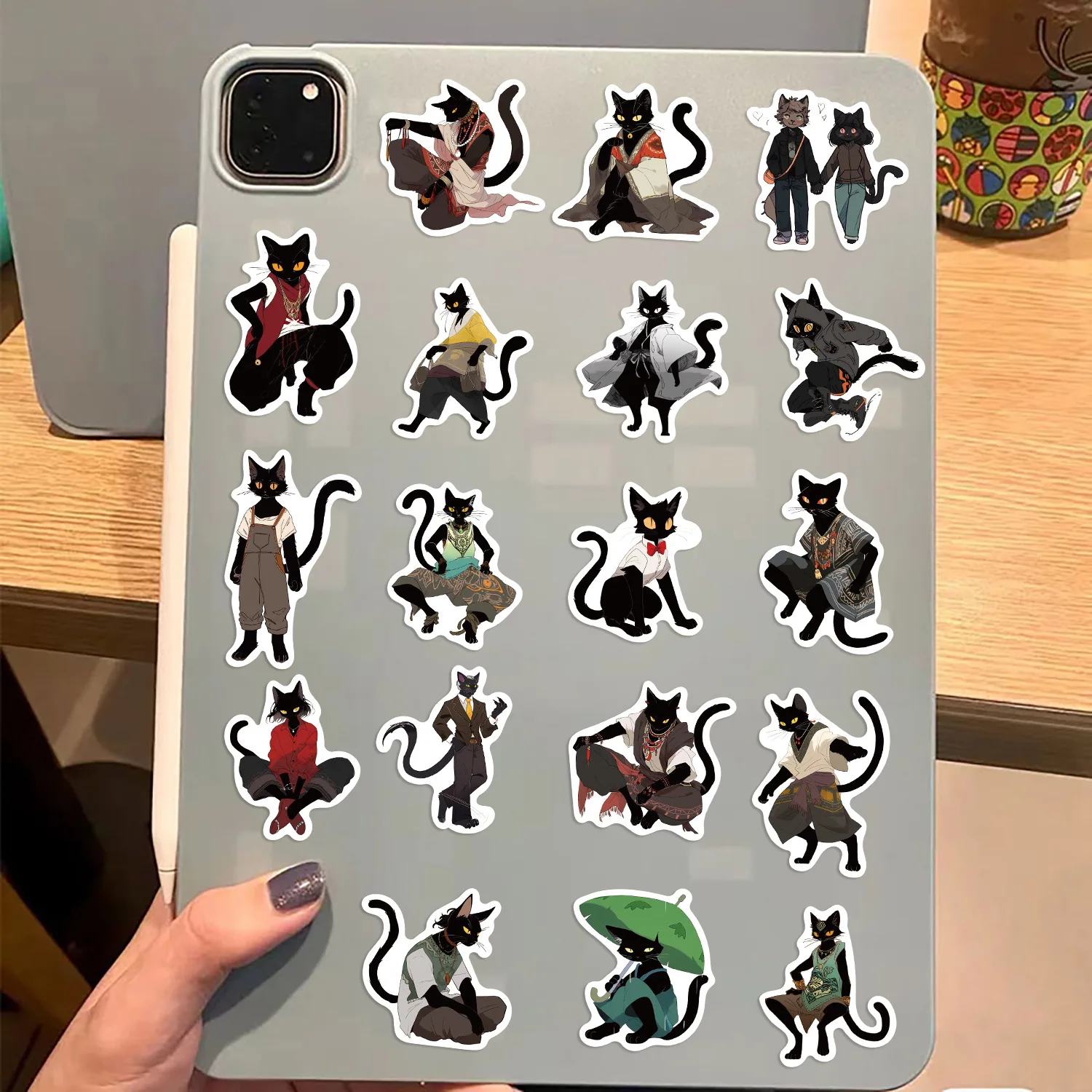 10/30/50Pcs cartoon Black cat Anthropomorphic youth Stickers For Suitcase Skateboard Laptop DIY Luggage Fridge Phone Car Styling