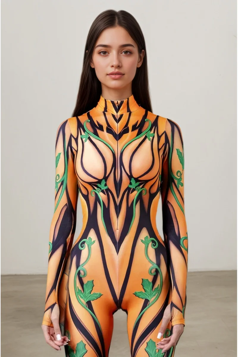 IOOTIANY Damen Schmetterling-Schlangen-Bodysuit Catsuit Tribal Halloween Party Rave Jumpsuit Festival Cosplay Performance Zentai – Detail 22