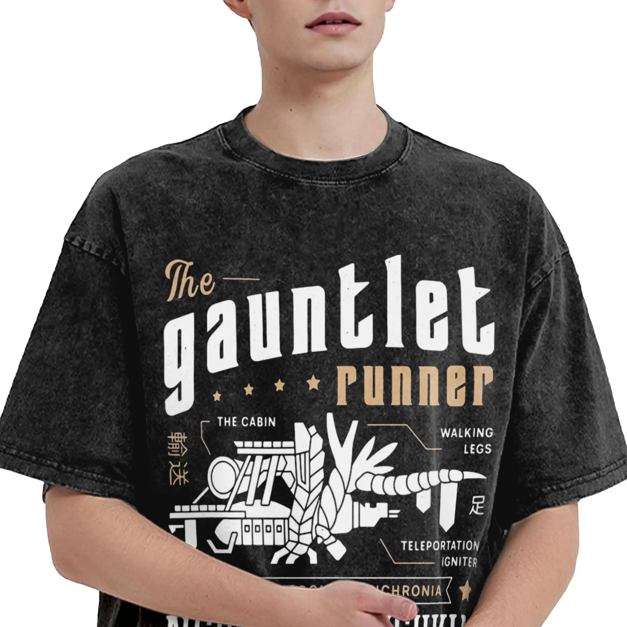 

Couple T Shirt Gauntlet Retro Game Washed T Shirts Hippie Summer Tee Shirt Vintage Printed Cotton Clothes Plus Size