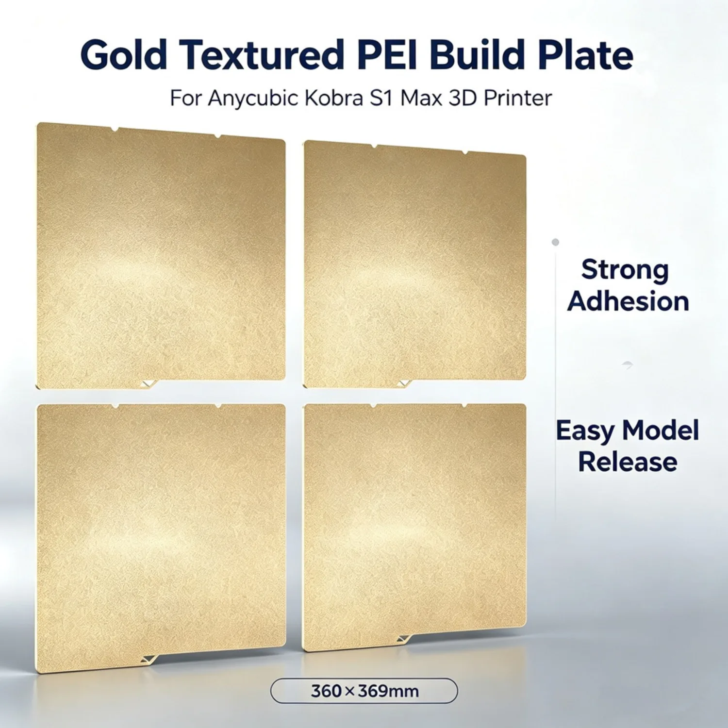 For Anycubic Kobra S1 Max PEI Build Plate 360x369mm Double Sided Textured PEI Powder Coated Spring Steel Sheet Strong Adhesive