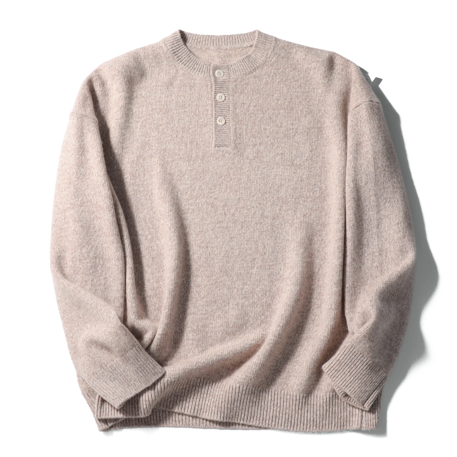 Christmas color 2025 autumn and winter new 480g heavy all-wool stacked long-sleeved knitted sweater