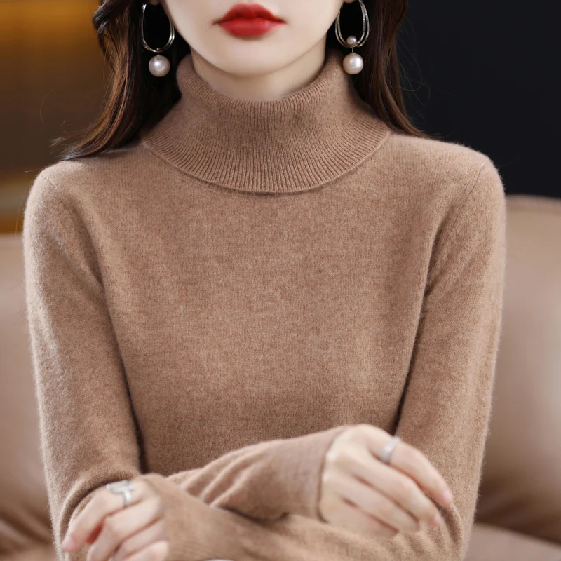 สูง-Collared Cashmere เสื้อขนสัตว์ถักผู้หญิงคอเต่า Pullover คุณภาพสูงเสื้อกันหนาวผู้หญิงฤดูหนาว Warm จัมเปอร์ S-XXL